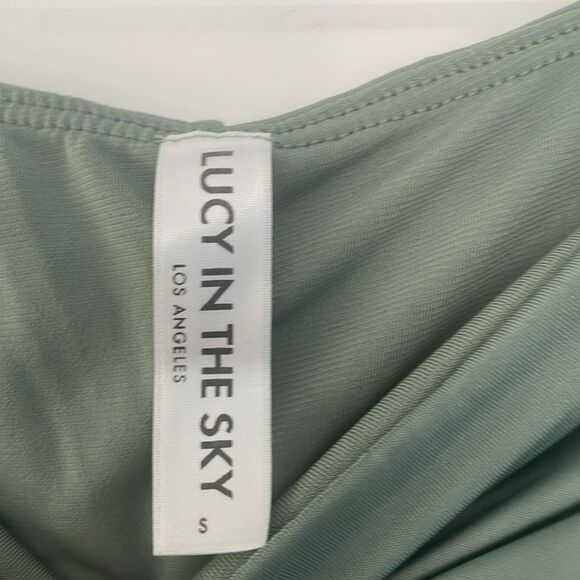 NWOT Lucy in the Sky Halter Ruched Mini Dress Green Size Small - Picture 8 of 12